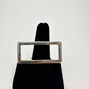 Large rectangle silver ring